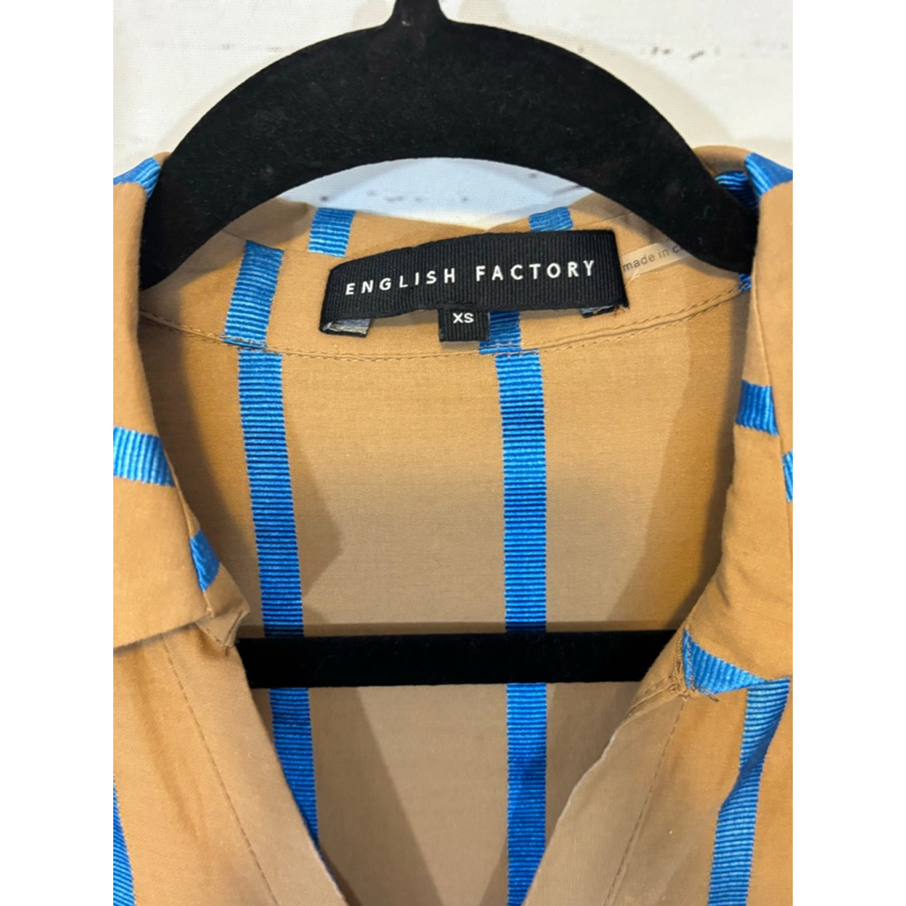 English Factory Tan and Blue Striped Midi Dress - Picture 3 of 9